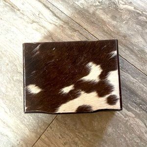 Cowhide wooden card deck holder